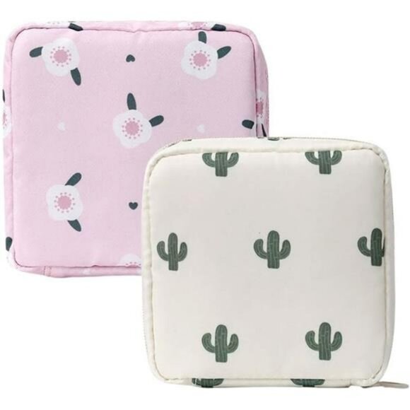2pcs mini makeup bag small cosmetic pouch travel toiletry organizer coin purse - Picture 1 of 8